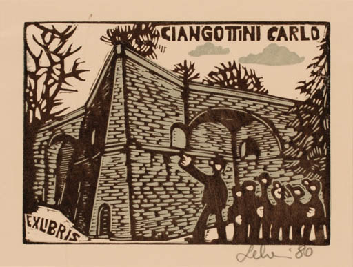 Exlibris by Maria Elisa Leboroni from Italy for Ciangottini Carlo - Castle/Palace 