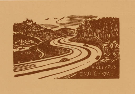 Exlibris by Herbert S. Ott from Germany for Emil Eerme - Scenery/Landscape 