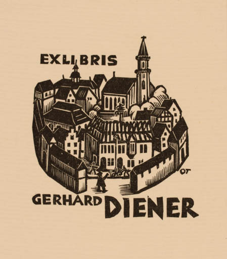 Exlibris by Herbert S. Ott from Germany for Gerhard Diener - City 