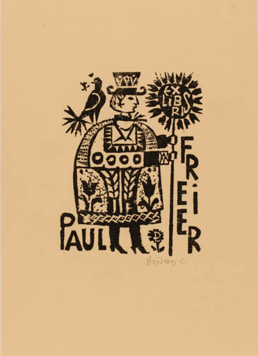 Exlibris by Lenke Diskay from Hungary for Poul Freier - 