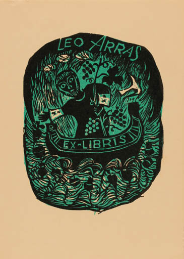 Exlibris by Lenke Diskay from Hungary for Leo Arras - Religion Ship/Boat 