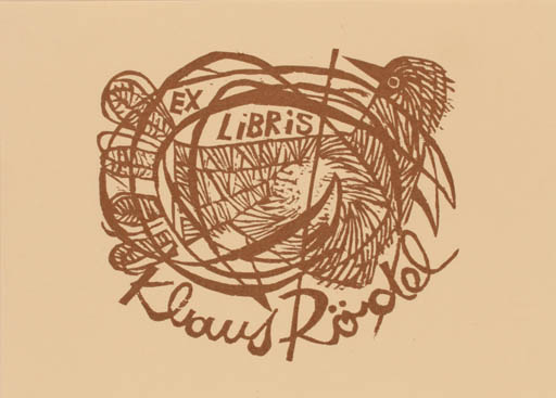 Exlibris by Lenke Diskay from Hungary for Klaus Rödel - Bird 