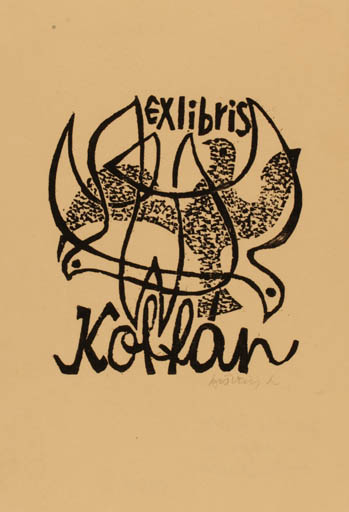 Exlibris by Lenke Diskay from Hungary for ? Koffan - Bird 