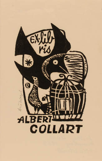 Exlibris by Lenke Diskay from Hungary for Albert Collart - Bird 