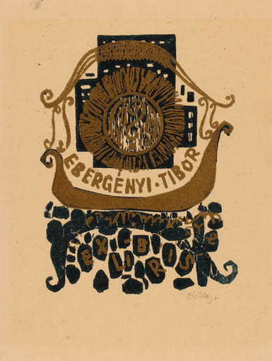 Exlibris by Lenke Diskay from Hungary for Ebergényi Tibor - Ship/Boat 