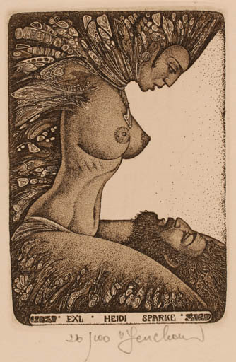 Exlibris by Vasyl Fenchak from Ukraine for Heidi & Horst Sparke - Mythology Couple 