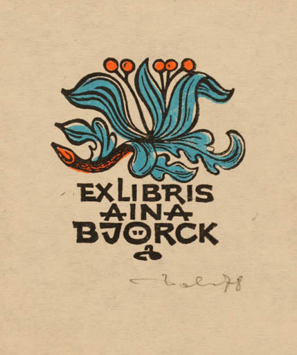 Exlibris by Zbigniew Dolatowski from Poland for Aina Björck - Flora 