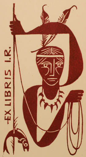 Exlibris by Ladislav Rusek from Czech Republic for ? I. R. - Literature 