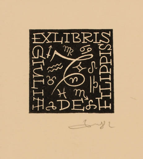 Exlibris by Zbigniew Dolatowski from Poland for Giulia de Filippis - Abstract 