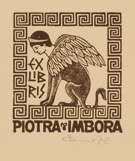 Exlibris by Zbigniew Dolatowski from Poland for Piotra Imbora - Fable Animal Mythology 