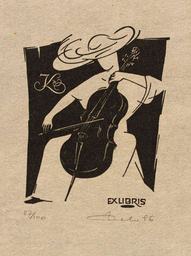 Exlibris by Zbigniew Dolatowski from Poland for Isolde Kern - Woman Music 