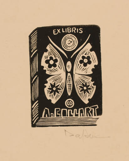 Exlibris by Dafinel Duniea from Romania for Albert Collart - Book Butterfly 