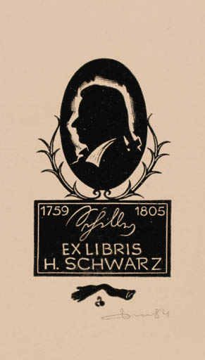 Exlibris by Zbigniew Dolatowski from Poland for Herbert Schwarz - Portrait 