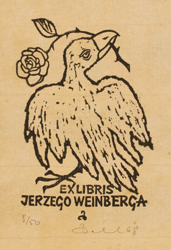 Exlibris by Zbigniew Dolatowski from Poland for Jerzego Weinberga - Bird 