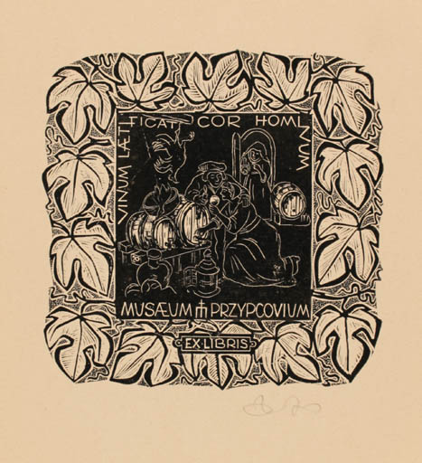 Exlibris by Zbigniew Dolatowski from Poland for Musæum Przypcovium - Wine 