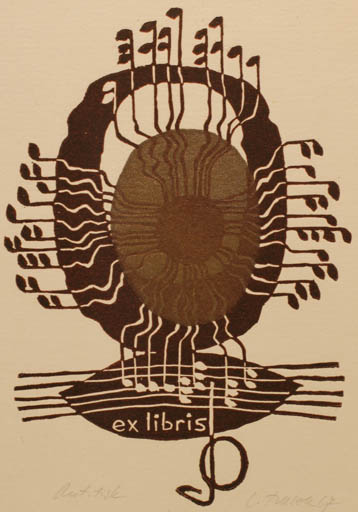 Exlibris by Ladislav Rusek from Czech Republic for ? J. O. - Abstract Music 