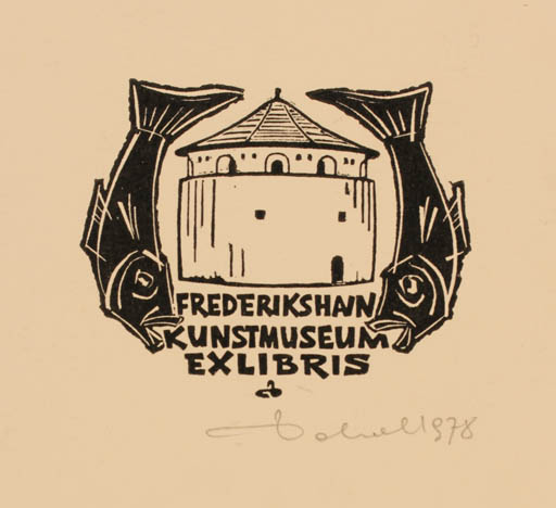 Exlibris by Zbigniew Dolatowski from Poland for Frederikshavn Kunstmuseum - Fish 