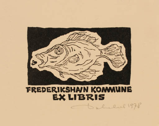 Exlibris by Zbigniew Dolatowski from Poland for Frederikshavn Komune - Fish 