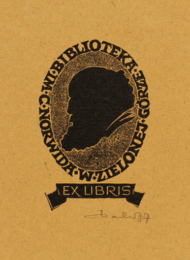 Exlibris by Zbigniew Dolatowski from Poland for C. Norwida W. Zielonej Görze - Portrait 