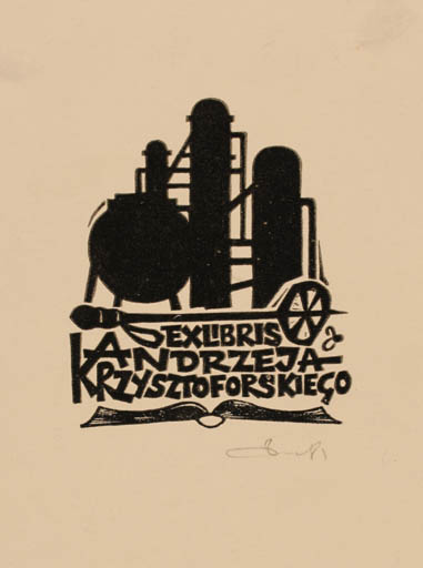 Exlibris by Zbigniew Dolatowski from Poland for Kandrzeja Krzystoforskiego - Technology 