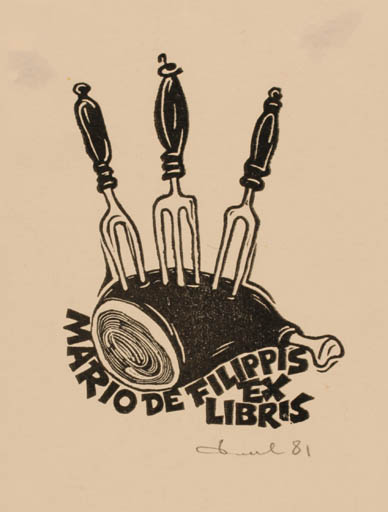 Exlibris by Zbigniew Dolatowski from Poland for Mario de Filippis - Food 