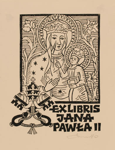 Exlibris by Zbigniew Dolatowski from Poland for Jana Pawla - Madonna Religion 