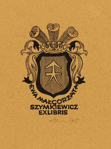 Exlibris by Zbigniew Dolatowski from Poland for Ewa Makgorzata Szymkiewicz - Heraldry 