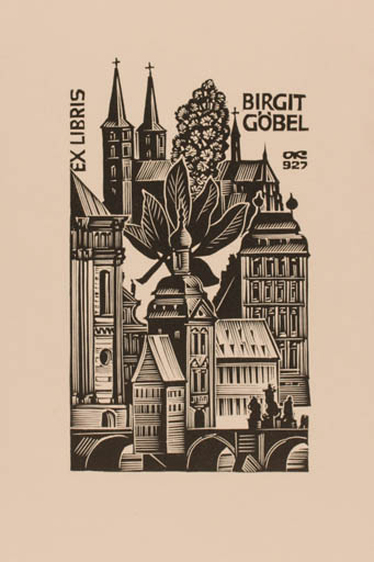 Exlibris by Anatolij Kalaschnikow from Russia for Birgit Göbel-Stiegler - City 