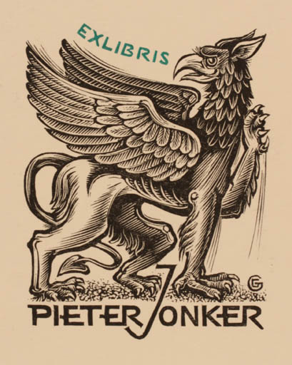 Exlibris by Gerard Gaudaen from Belgium for Pieter Jonker - Fable Animal 