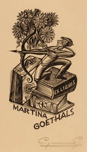 Exlibris by Gerard Gaudaen from Belgium for Martina Goethals - 