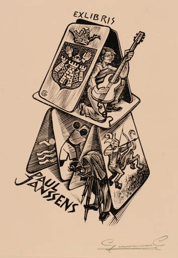 Exlibris by Gerard Gaudaen from Belgium for Paul Janssens - 