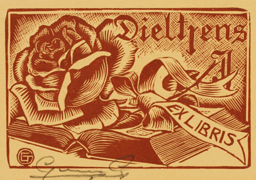 Exlibris by Gerard Gaudaen from Belgium for J Dieltjens - Flower Book 