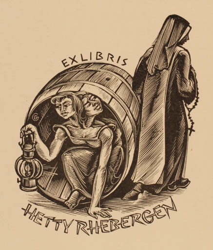 Exlibris by Gerard Gaudaen from Belgium for Hetty Rhebergen - Woman 