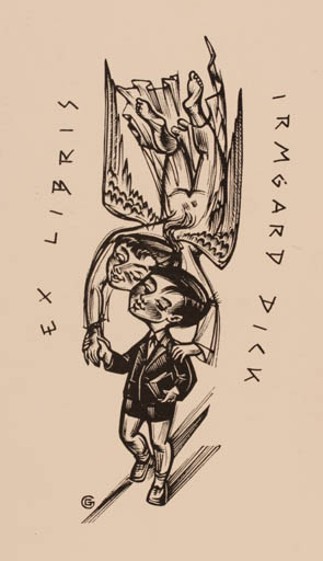 Exlibris by Gerard Gaudaen from Belgium for Irmgard Dick - Child Angel 