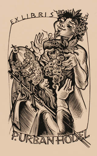 Exlibris by Gerard Gaudaen from Belgium for ? ? - Mythology Wine 
