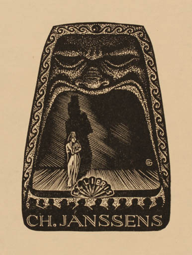 Exlibris by Gerard Gaudaen from Belgium for Ch Janssens - Theater/Cirkus 