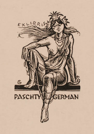 Exlibris by Gerard Gaudaen from Belgium for Paschty German - Woman 