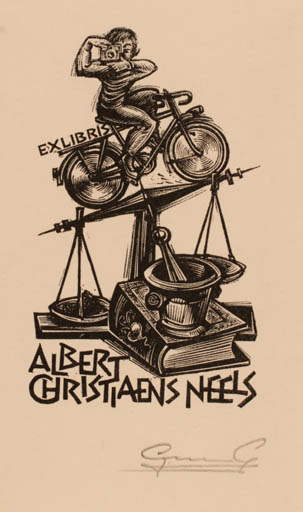 Exlibris by Gerard Gaudaen from Belgium for Albert Christians Neels - 