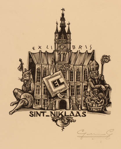 Exlibris by Gerard Gaudaen from Belgium for Sint Niklaas - 