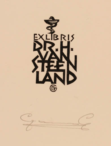 Exlibris by Gerard Gaudaen from Belgium for dr. H van Steenland - Text/Writing 