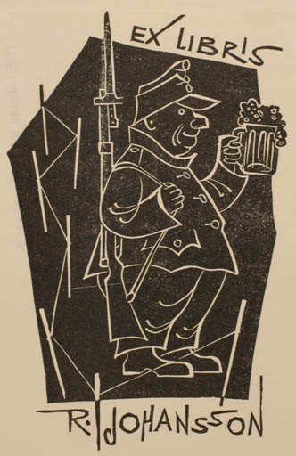 Exlibris by Ladislav Rusek from Czech Republic for Roland Johannson - Literature Military/War 