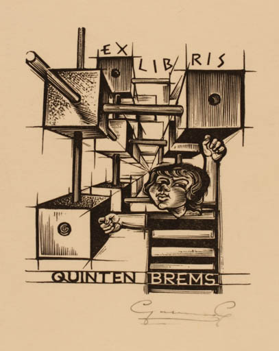 Exlibris by Gerard Gaudaen from Belgium for Quinten Brems - 