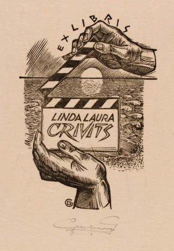 Exlibris by Gerard Gaudaen from Belgium for Linda Laura Crivits - Hand(s) 