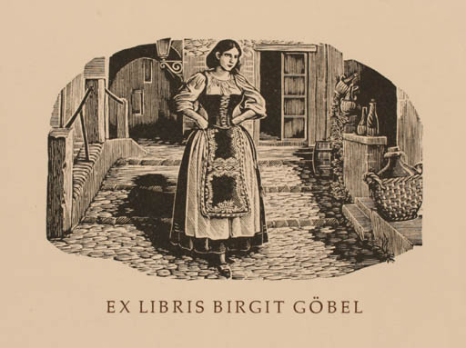 Exlibris by Joan Hassall from Great Britain for Birgit Göbel-Stiegler - Woman 