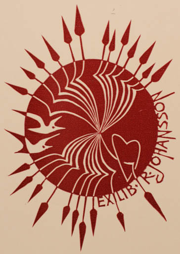 Exlibris by Ladislav Rusek from Czech Republic for Roland Johannson - Bird Sun 