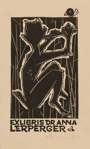 Exlibris by Zbigniew Dolatowski from Poland for Dr. Anna Lerperger - Pan/Faun 