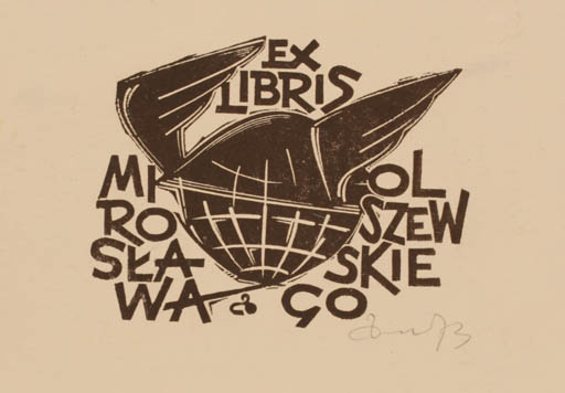 Exlibris by Zbigniew Dolatowski from Poland for Miroslaw Olszewski - Globe Hermes 