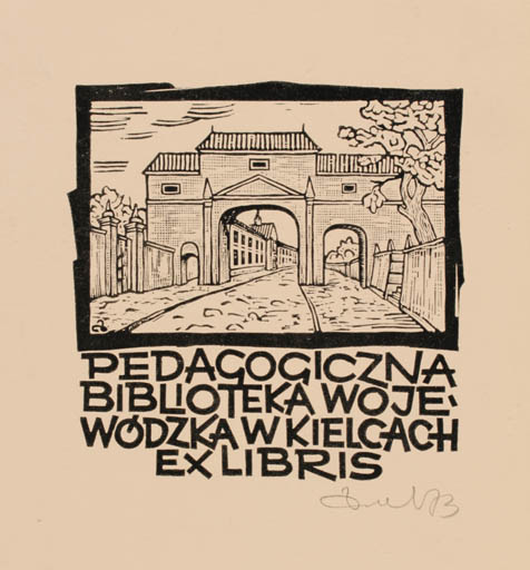 Exlibris by Zbigniew Dolatowski from Poland for Biblioteka Woje - City 