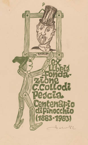 Exlibris by Zbigniew Dolatowski from Poland for Fondazione C. Collodi - Fairytale/fable Portrait 