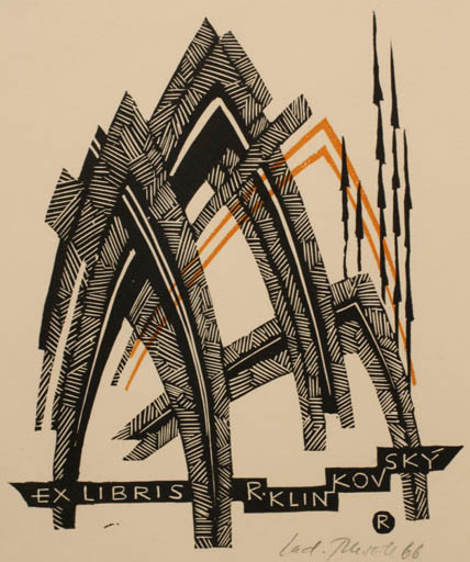 Exlibris by Ladislav Rusek from Czech Republic for Ruda Klinkovsky - Abstract 